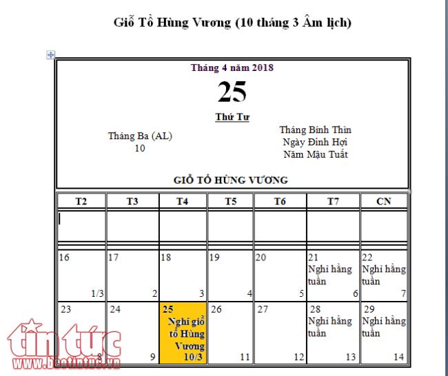 Giỗ Tổ Hùng Vương năm nay được nghỉ như thế nào? ảnh 1